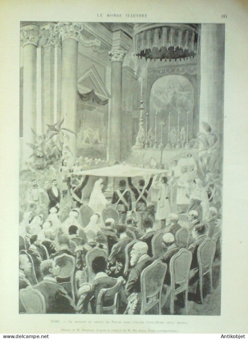 Le Monde illustré 1896 n°2066 Italie Rome prince de Naples mariage Lille (59) Albi (81)