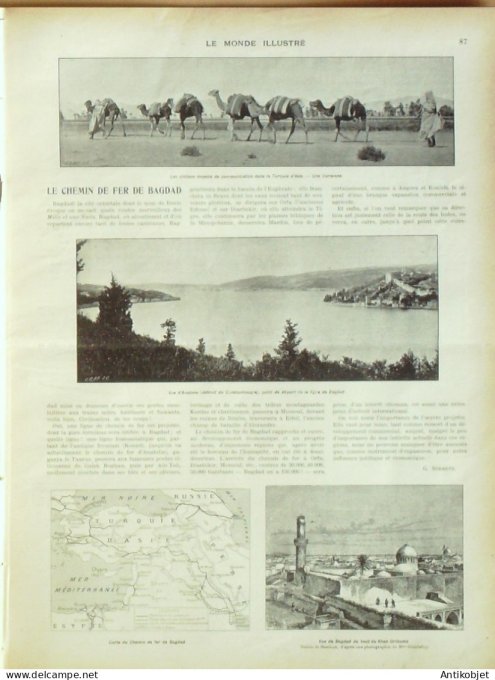 Le Monde illustré 1902 n°2341 Irak Bagdad Khan Orthoma Monaco Santos-Dumont