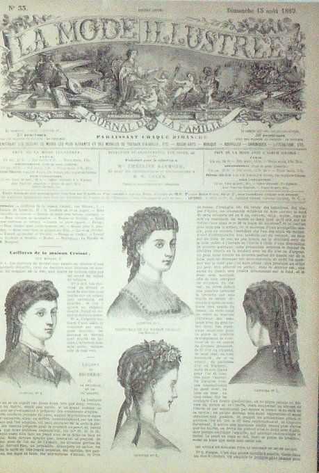 Journal Mode illustrée 1869 # 33 Coiffures