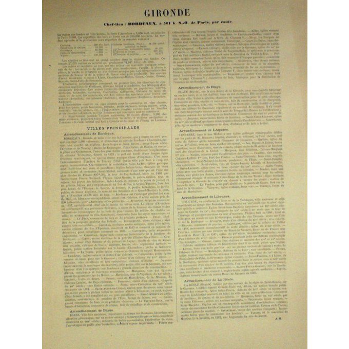 Carte GIRONDE (33) BORDEAUX Graveur LECOQ WALTNER BARBIER 1868
