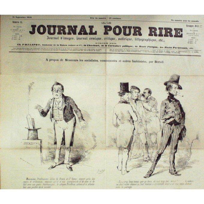 Le Journal pour RIRE 1848 n° 33 BALLET de NISIDA MABILLE COSTUMES du FEU DUPONCHEL