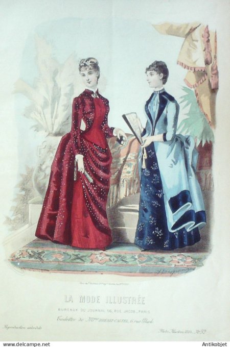 Gravure Mode illustree 1884 # 52 (Old Fashion plate)