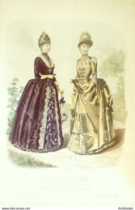 Gravure de mode La Mode illustrée 1886 n°13 (Maison Gradoz)