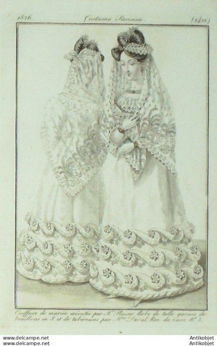 Costume Parisien 1826 # 2421 Robe de tulle garnie de bouillons