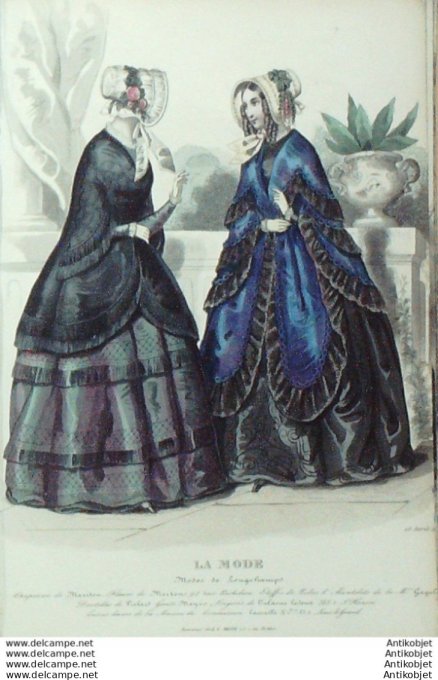 Gravure La mode 1846 # 10 (aquarelle old Fashion plate)