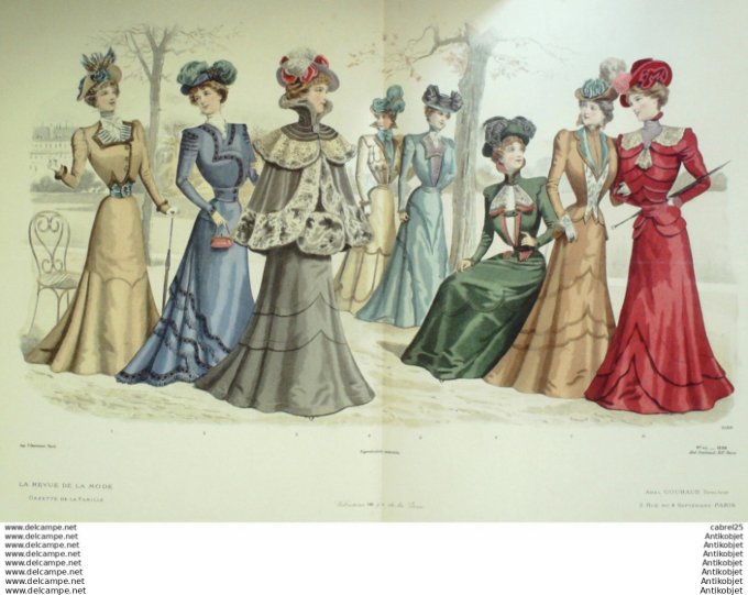 Gravure Mode La Gazette 1898 # 40 (Old Fashion plate)