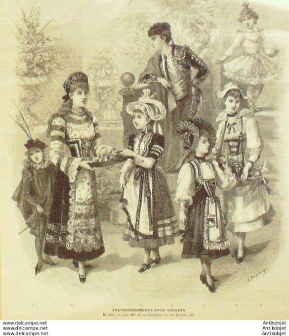 Gravure de mode La Mode illustrée Travestissements (Maison De La Torchère)