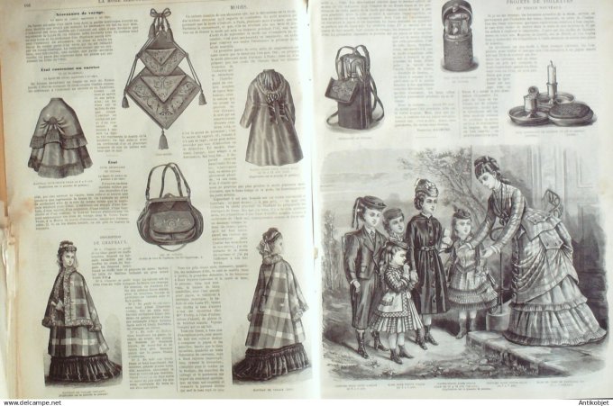 La Mode illustrée journal + gravure associée 1875 # 14