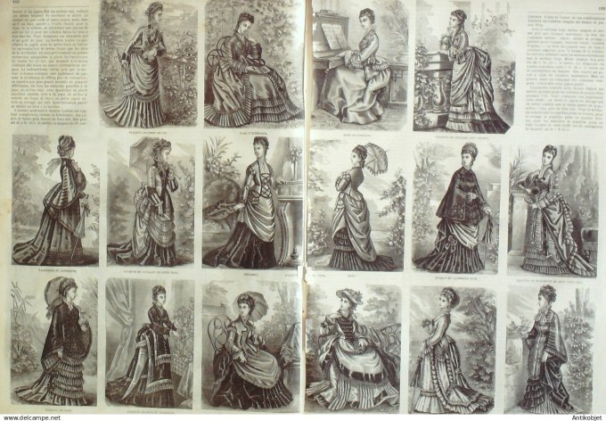 La Mode illustrée journal + gravure associée 1875 # 14