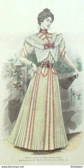 La Mode illustrée journal 1897 n° 33 Robe en crêpe de Chine