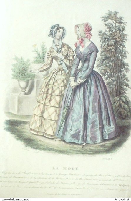 Gravure La mode 1848 #  3 (aquarelle old Fashion plate)