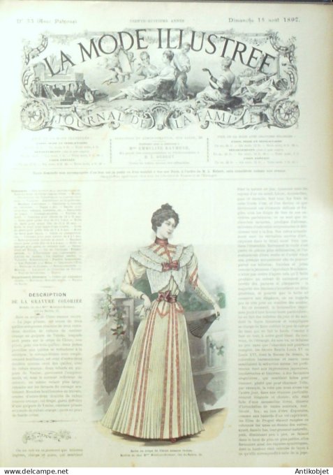 La Mode illustrée journal 1897 n° 33 Robe en crêpe de Chine