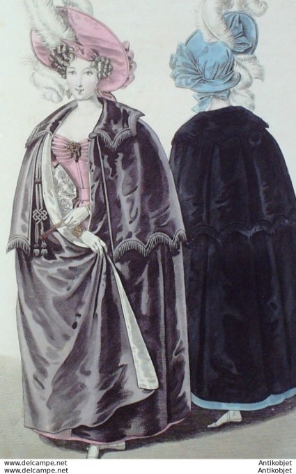 Costume Parisien 1830 # 2845 Manteau de velours chapeau