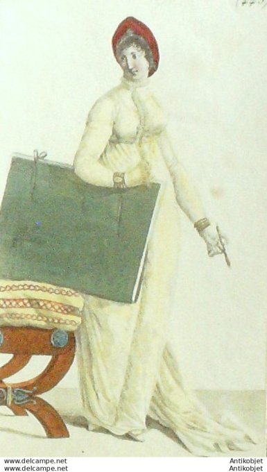 Gravure de mode Costume Parisien 1803 n° 445 (An 11) Robe du matin