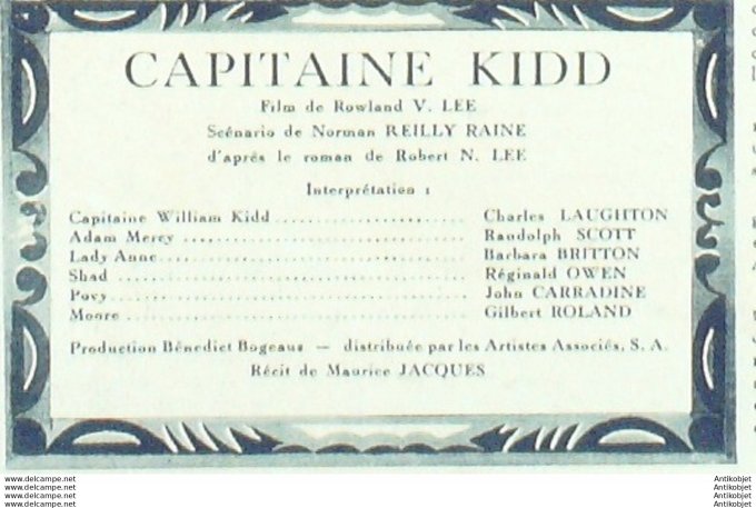 Capitaine Kidd Randolph Scott Barbara Britton Edwidge Feuillère