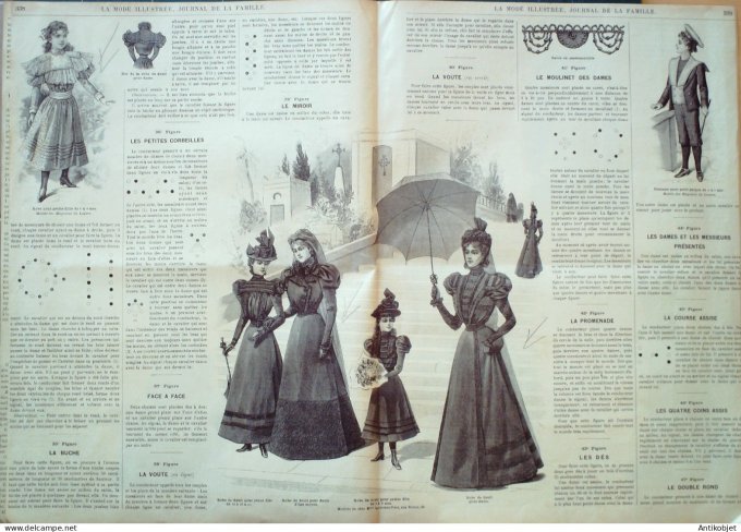 La Mode illustrée journal 1897 n° 33 Robe en crêpe de Chine