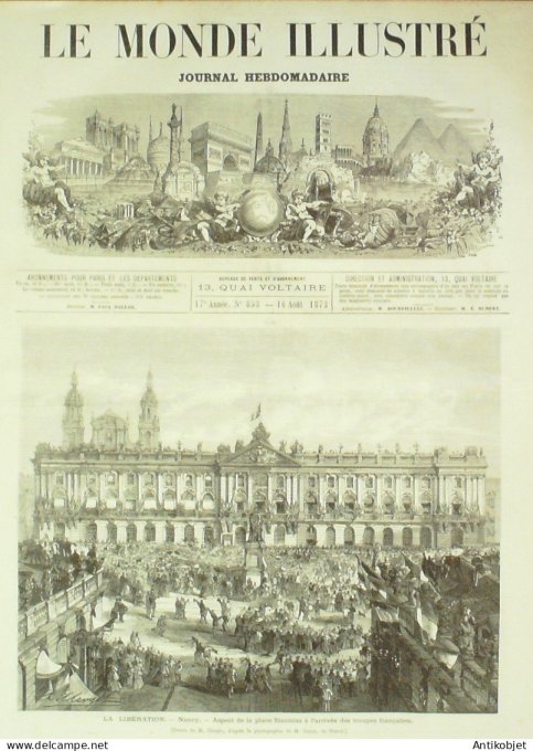 Le Monde illustré 1873 n°853 Nancy (54) Autriche Frohsdorff Quimper-Corentin (29) Italie Conegliano 