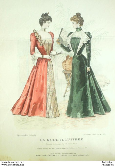 Gravure Mode illustree 1897 # 52 (Old Fashion plate) rare