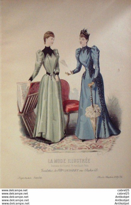 Gravure de mode La Mode illustrée 1891 n°34 (Maison Coussinet)