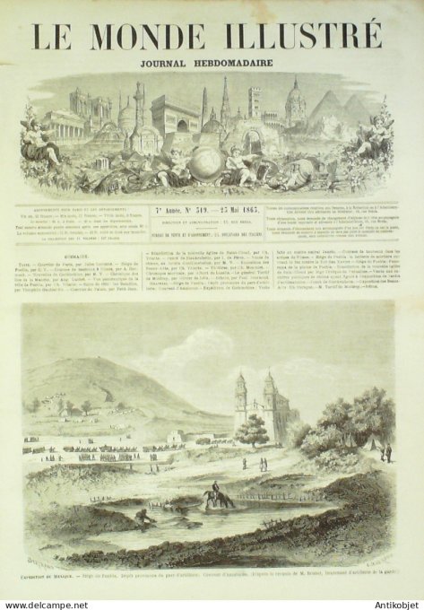 Le Monde illustré 1863 n°319 Mexique Puebla Amalucan Cochinchine Hué Nîmes El Tato St-Cloud (92)