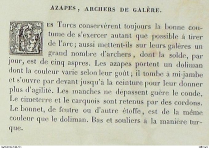 Turquie AZAPE, ARCHER de GALERE 1859