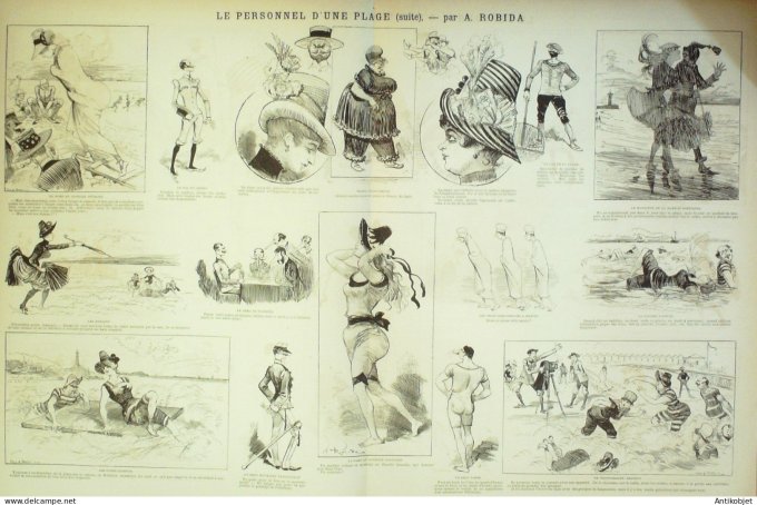 La Caricature 1886 #344 Personnel de plage Robida Draner Sorel Trock