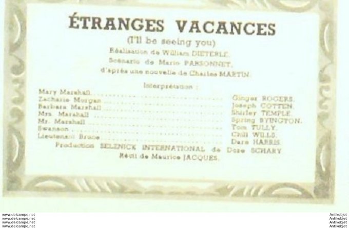 Etranges vacances Ginger Rogers Joseph Cotten Tom Tully