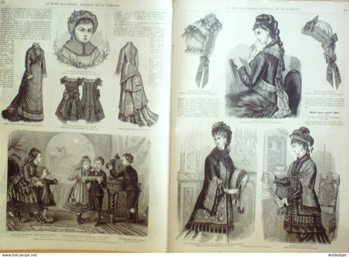 La Mode illustrée journal + gravure associée 1876 # 47