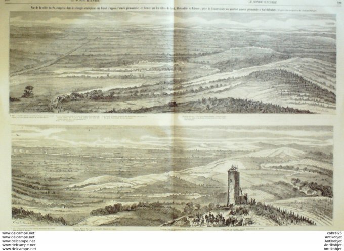 Le Monde illustré 1859 n°110 Italie Gênes Castelleto Pô Casal San Salvatore Egypte Alexandrie