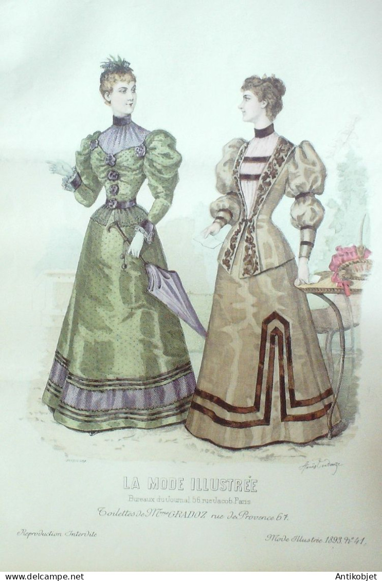 Gravure Mode illustree 1893 # 41 (Old Fashion plate) RARE