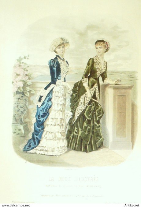 Gravure de mode La Mode illustrée 1881 n°34 (Maison Bréant-Castel)