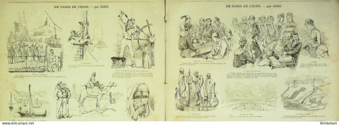 La Caricature 1881 #  64 De Paris en Chine impressions maritimes Gino