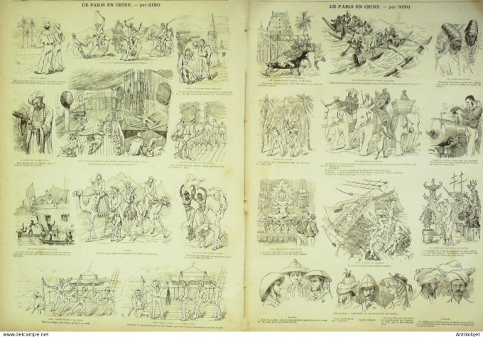 La Caricature 1881 #  64 De Paris en Chine impressions maritimes Gino