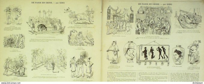 La Caricature 1881 #  64 De Paris en Chine impressions maritimes Gino
