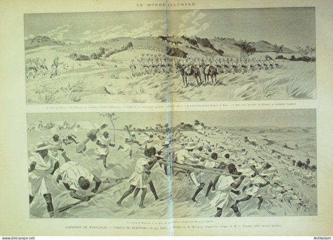 Le Monde illustré 1895 n°2002 Madagascar Tsarasotra Tamatave Auberchicourt Aniches (59)