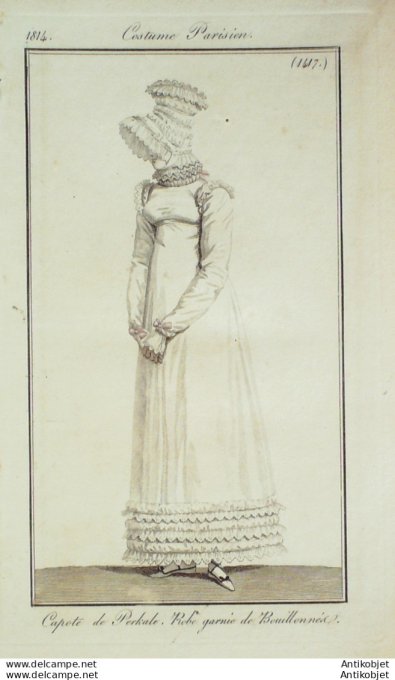 Costume Parisien 1814 # 1417 Robe garnie de bouillonnée