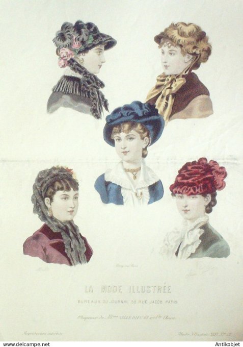 Gravure Mode illustree 1881 # 42 (Old Fashion plate)