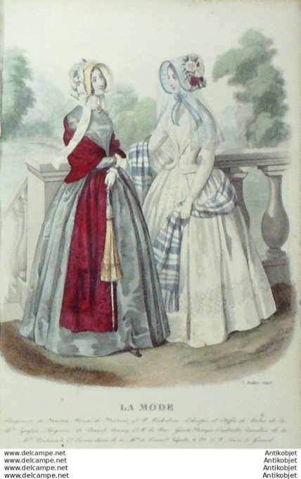Gravure La mode 1846 # 17 (aquarelle old Fashion plate)