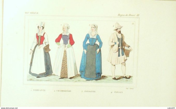 Portrait Servante Chambrière paysans 16ème 1852