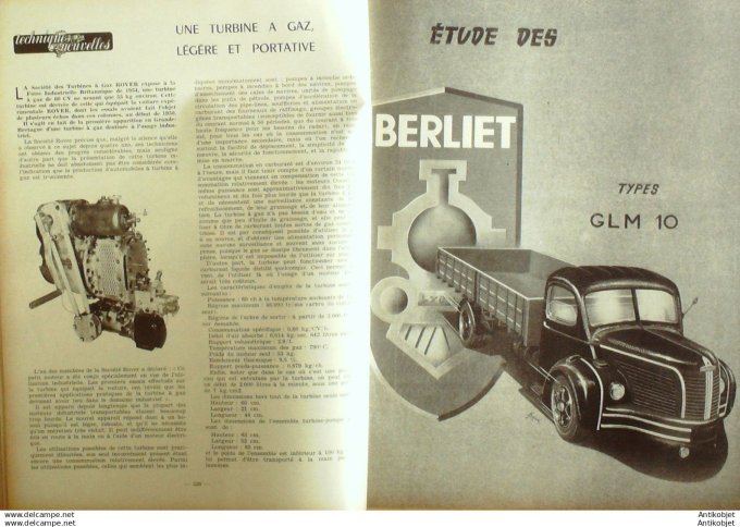R.T Automobile Camion Berliet type Glm 10 direction Ross P720 97 # 1954