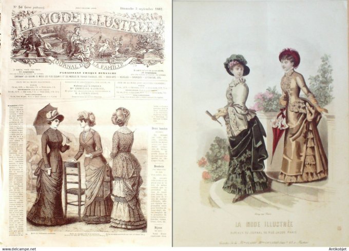 La Mode illustrée journal + gravure associée 1882 # 36