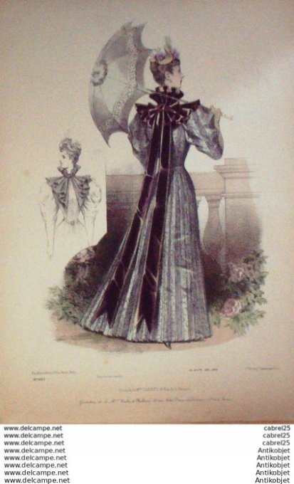 Gravure Mode Le Coquet 1893 # 23 (Old Fashion plate)