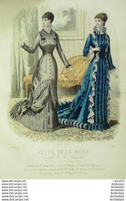 Gravure Mode La Gazette 1879 # 404 (Old Fashion plate)