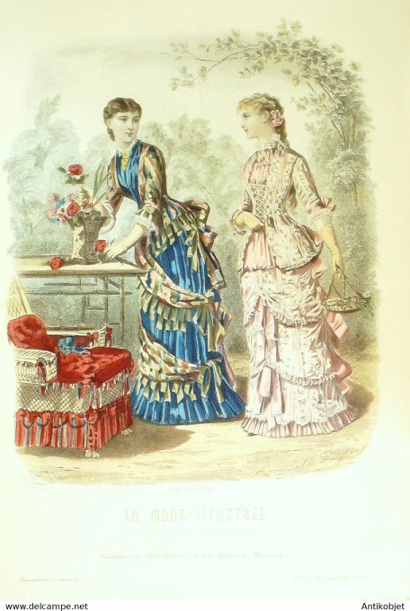 Gravure de mode La Mode illustrée 1881 n°35 (Maison Delaunay)