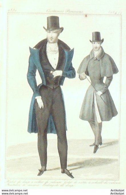 Costume Parisien 1830 # 2847 Habit & redingote de drap homme
