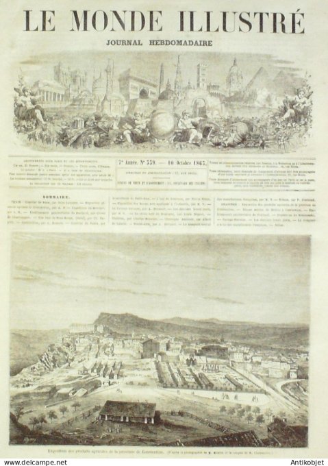 Le Monde illustré 1863 n°339 Constantine Algérie Mexique Cuernavaca Japon Portland Pénitencier