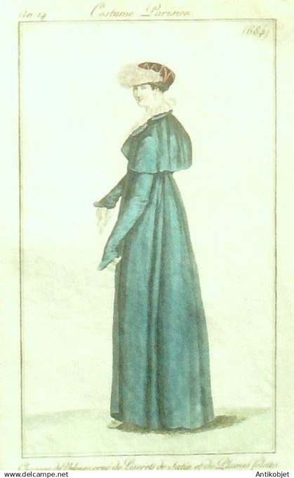 Costume Parisien 1806 an 14 # 684 (eau forte) Chapeau velours & liserets