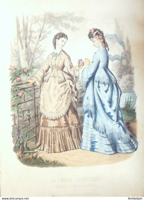 Gravure de mode La Mode illustrée 1871 n°28 (Maison Fladry)