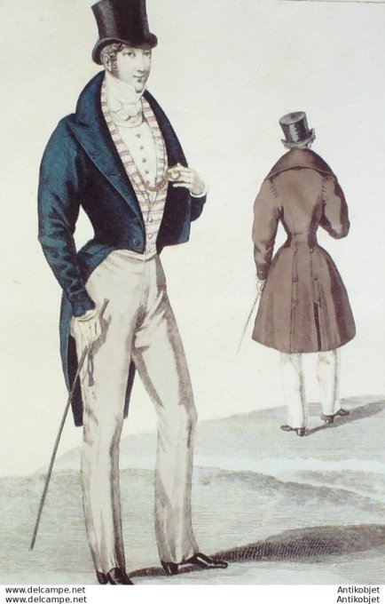 Costume Parisien 1828 # 2703 Redingote Casimir homme