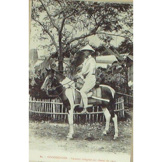 Cpa Viet-Nam Cavalier Indigene 1906